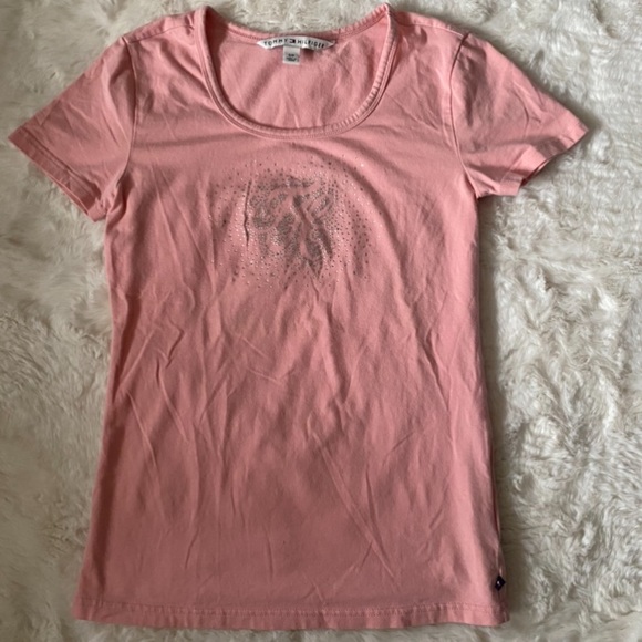 Tommy Hilfiger Short Sleeve T-Shirt, Pink/Blush Color, Size Small - Picture 1 of 10
